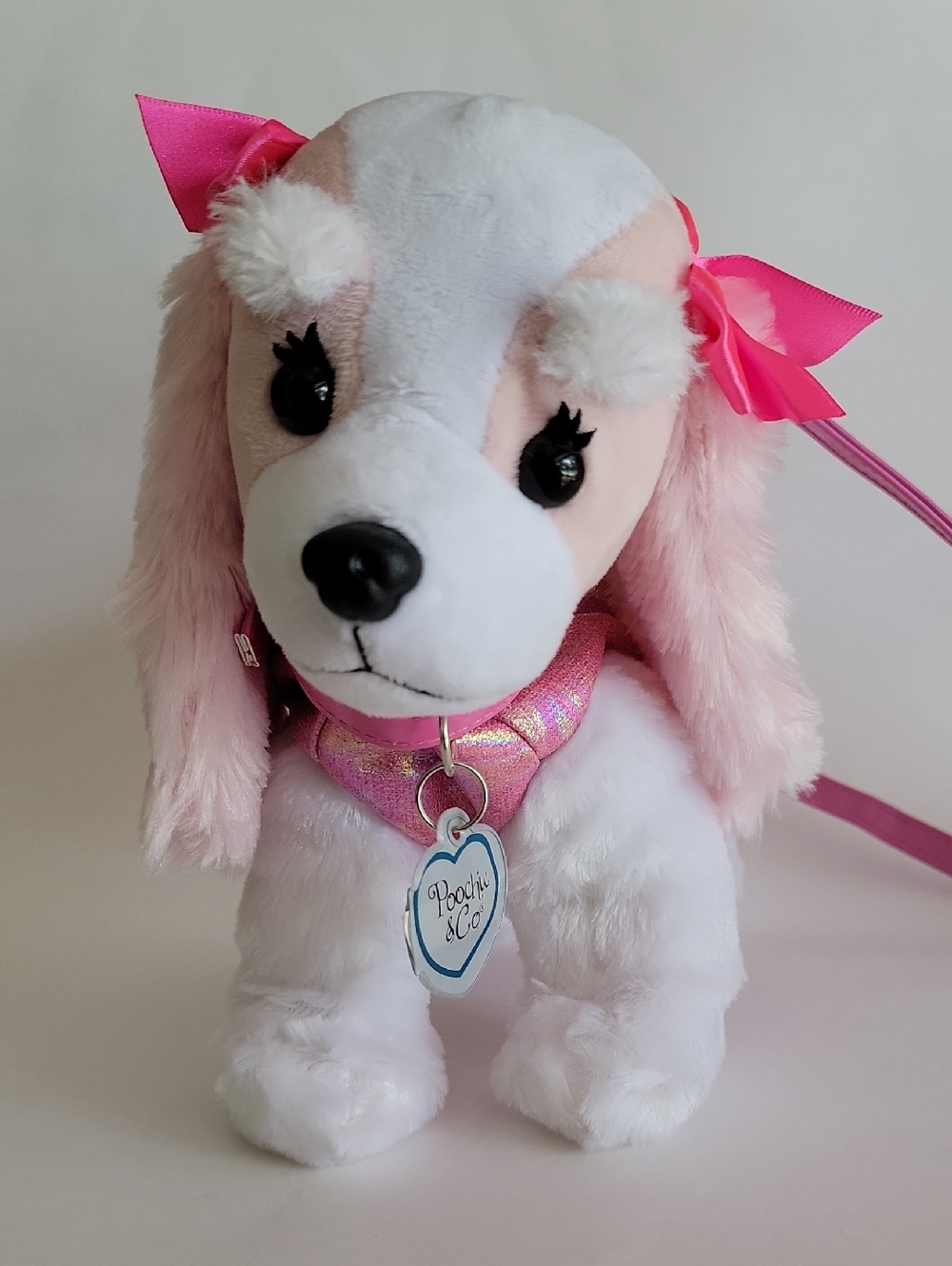 POOCHIE AND CO PURSE WHITE FUR PUPPY WITH GLITTER HEART